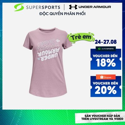 Áo Tay Ngắn Bé Gái Under Armour Wordmark Graphic - Hồng  - 1369438-698
