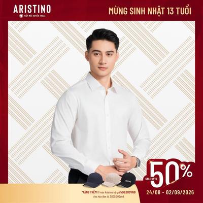 Sơ mi trắng dài tay ARISTINO BUSINESS 68% Supima cotton mềm mịn trang trọng, lịch sự 1LS05003