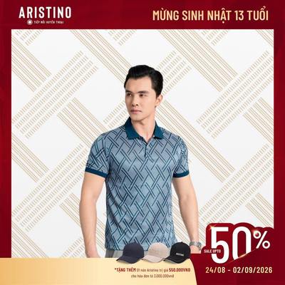 Áo Polo Nam Tay Ngắn Họa tiết Đan Lát Aristino Dáng vừa Regular fit APS111AS4