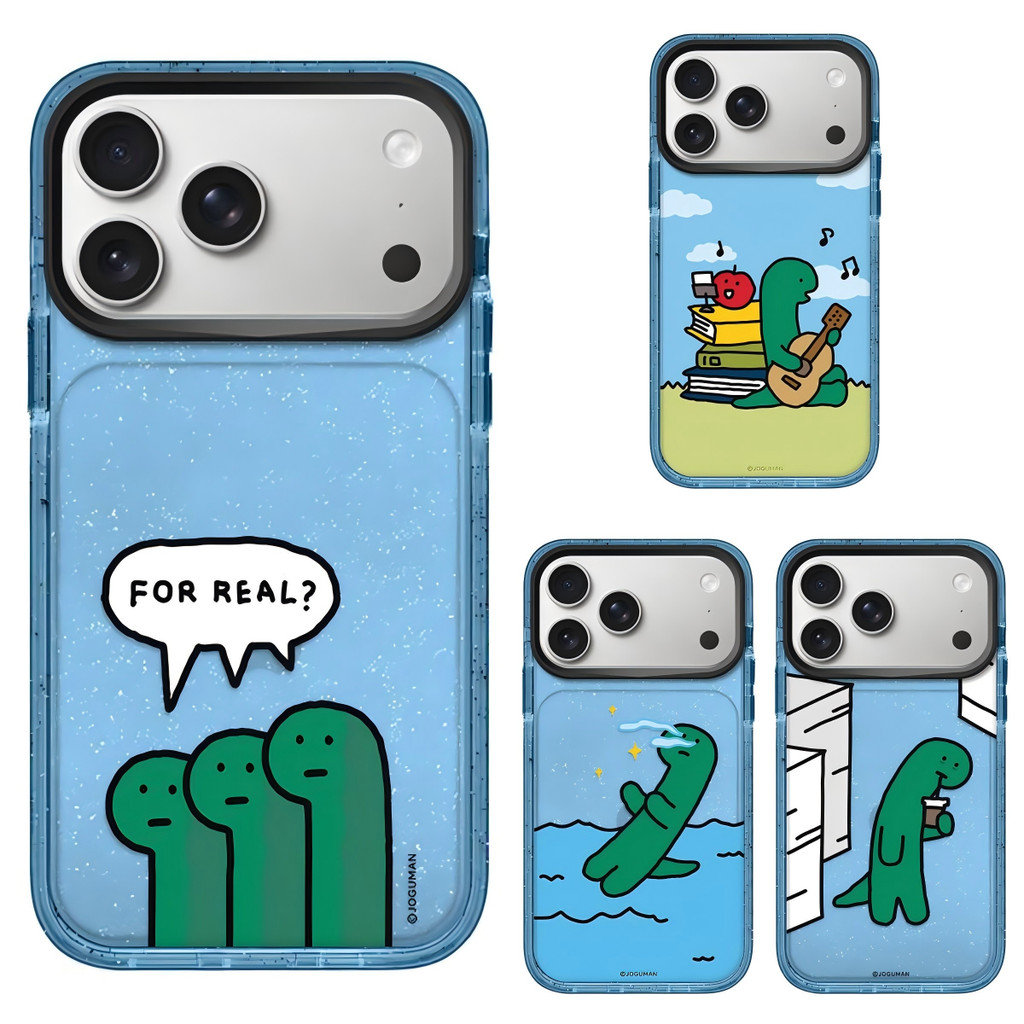 Joguman Funny Dinosaur Light Blue Phone Case cho iPhone 18 17 16 15 14 13 12 Pro Max Plus Air, Bìa c