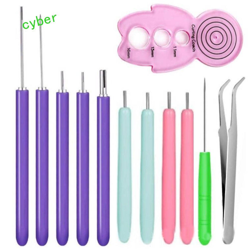 CYBERLINX 12 Bộ Kim Quilling, Giấy Thủ Công Giấy Uốn Dụng Cụ Quilling, Bút Có Rãnh Quilling Thực Tế 