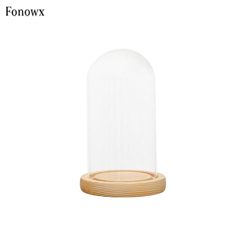 Fonowx Glass Dome Cloche Bell Jar Display Case có đế gỗ Vỏ trong suốt để hỗ trợ bàn trang trí