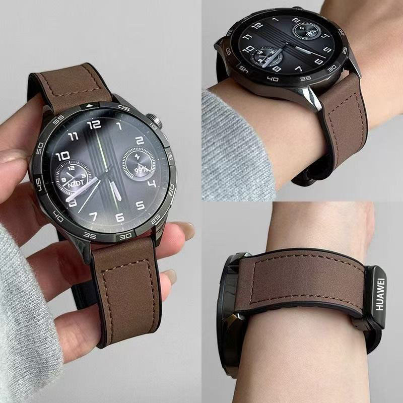22mm Silicone + Dây da cho Huawei Watch GT7-6-5-4 / GT5-5-6-7 Pro 46mm Dây đeo khóa từ tính GT Runne