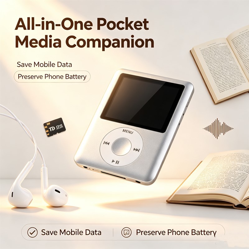 Pocket MP3 Player All-in-One Media Companion Lưu dữ liệu di động Bảo quản pin điện thoại thông minh 