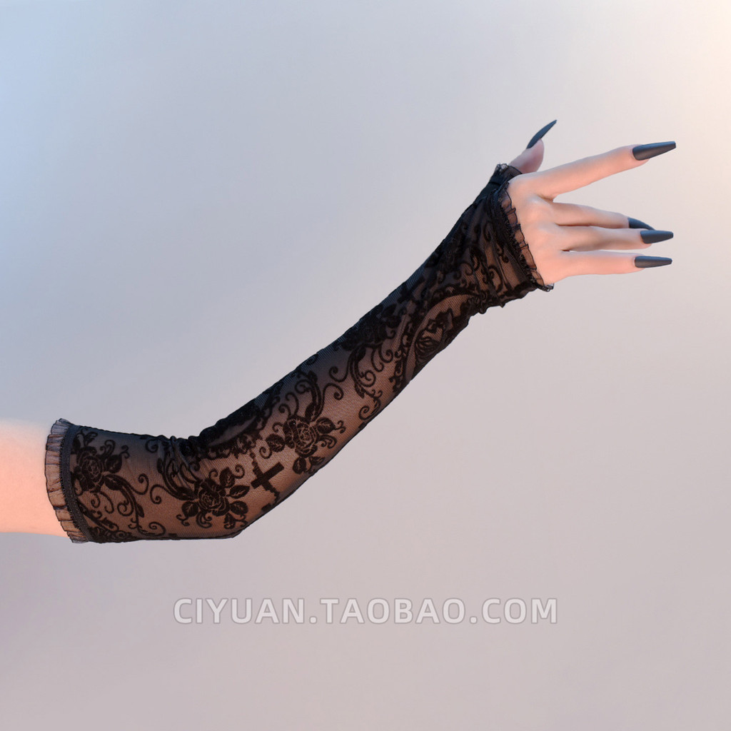 Gothic Gothic Gothic Gothic Punk Gothic Dark Fingerless Găng tay Totem Ren Tay áo Wasteland Tay áo