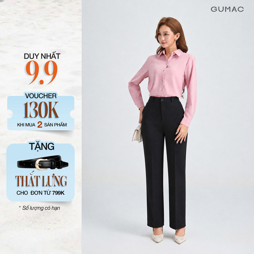 Quần Tây Nữ GUMAC Ống Suông Công Sở Thiết Kế Tối Giản Thanh Lịch Thời Trang LQG05071