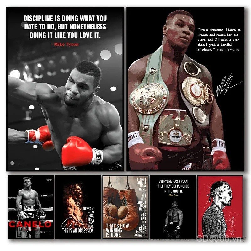 Tập Gym Truyền Cảm Hứng Trích Dẫn Quyền Anh Huyền Thoại Mike Tyson Poster Nhà Phòng Ngủ Lối Vào Cafe