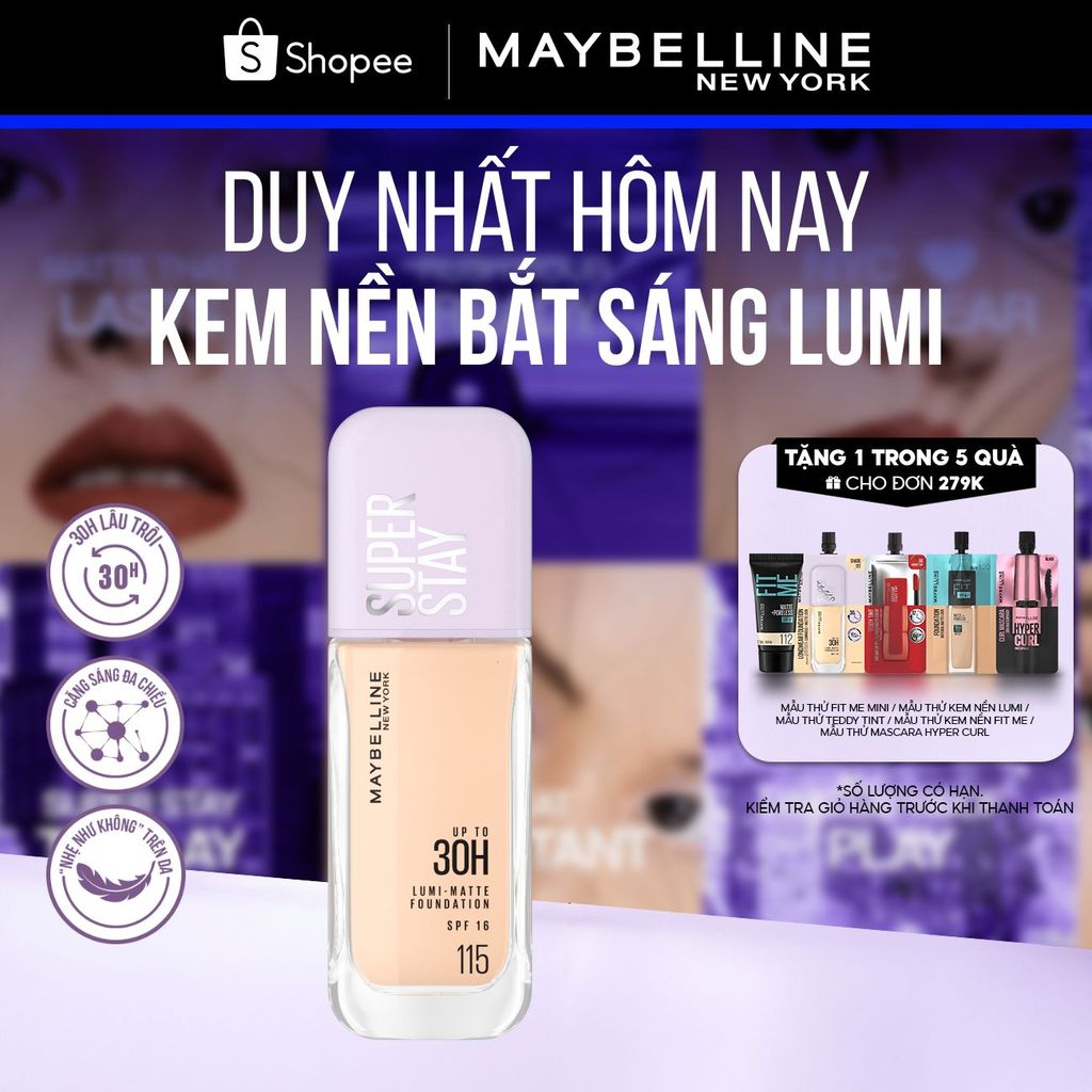 Kem nền bắt sáng Superstay Lumi Matte 30H che phủ siêu nhẹ mặt Maybelline New York 35ml [MỚI]