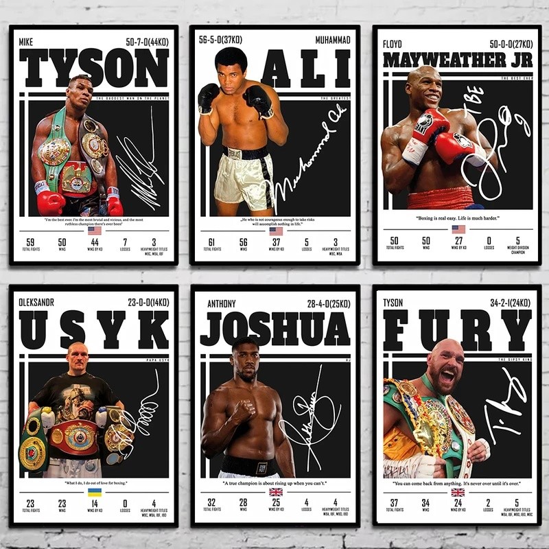 (Có Khung) Đen Trắng Boxer Truyền Thuyết Tranh Canvas Poster Mike Tyson In Hình Cho Phòng Khách Tran