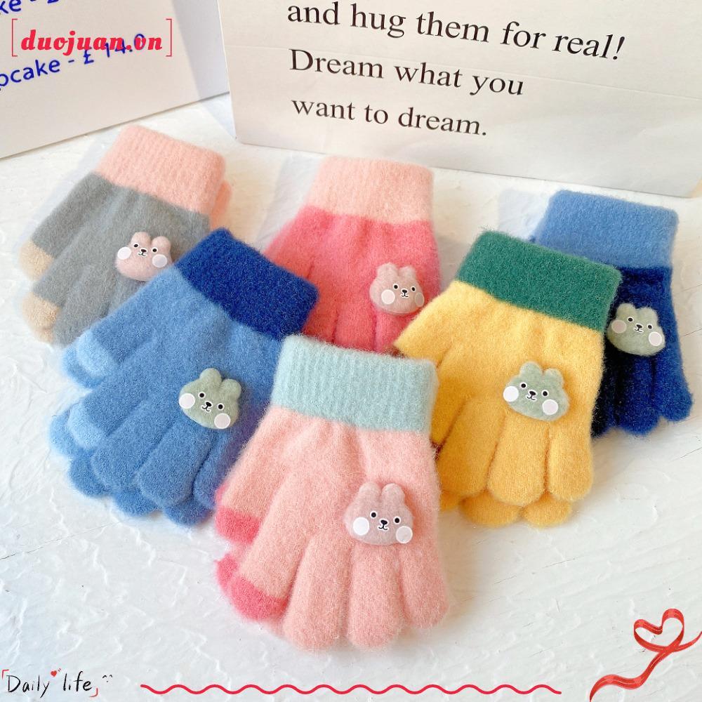DUOJUAN 0-3Years Găng tay dệt kim len dày mùa đông dễ thương