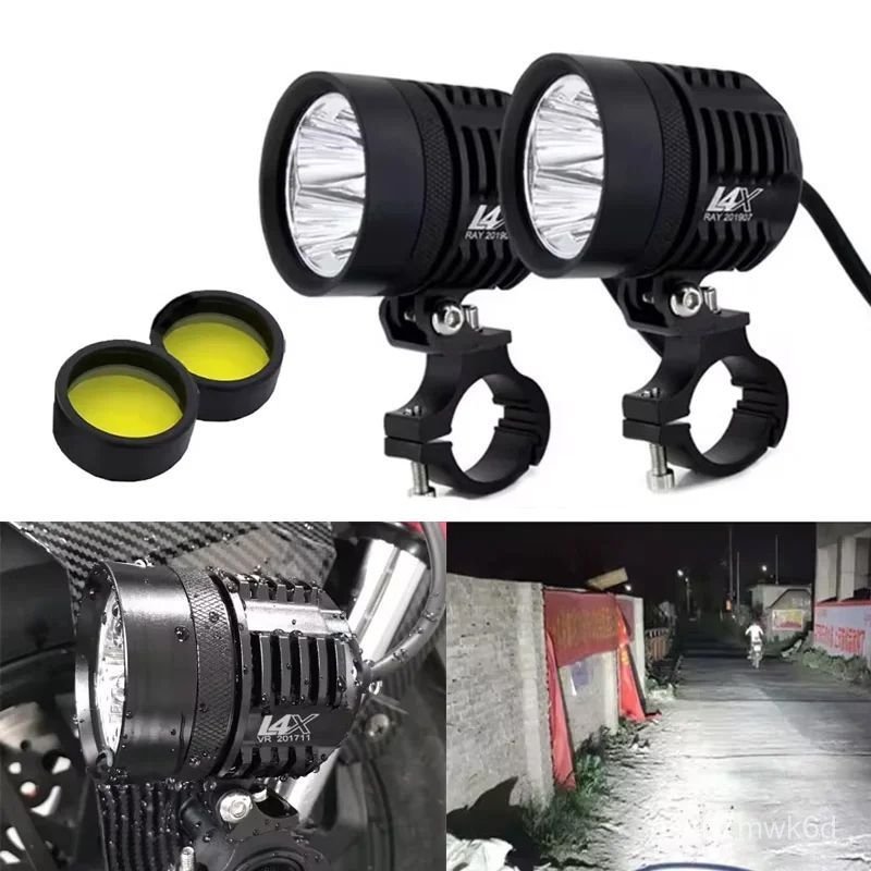 Đèn rọi L4X xe máy siêu sáng chiếu đường, xe điện gắn ngoài, sương mù, 4 bóng phụ