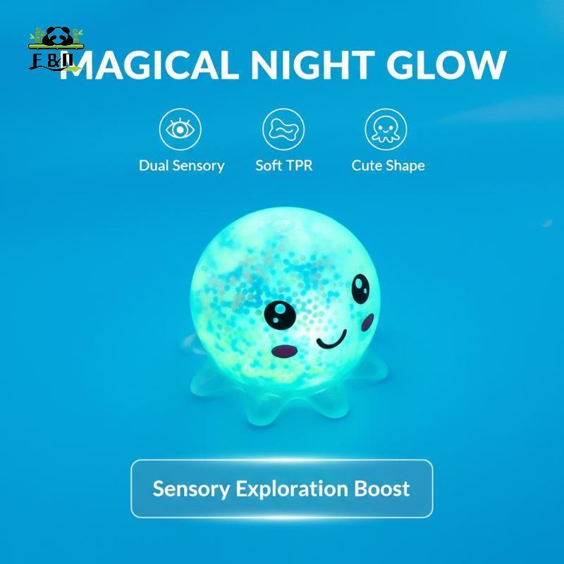 [F & O] Bạch Tuộc Bóp Đồ Chơi Dạ Quang Mềm Bóp Giảm Căng Thẳng Fidget Đồ Chơi Hoạt Hình Dễ Thương Hạt Đầy Cho Trẻ Em Người Lớn Đảng Quà Tặng EMKK