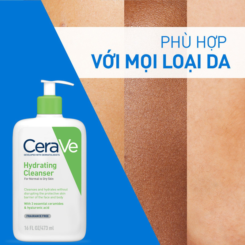 Sữa rửa mặt giúp làm sạch sâu dành cho da thường và da khô Cerave Hydrating Cleanser 473ML | BigBuy360 - bigbuy360.vn