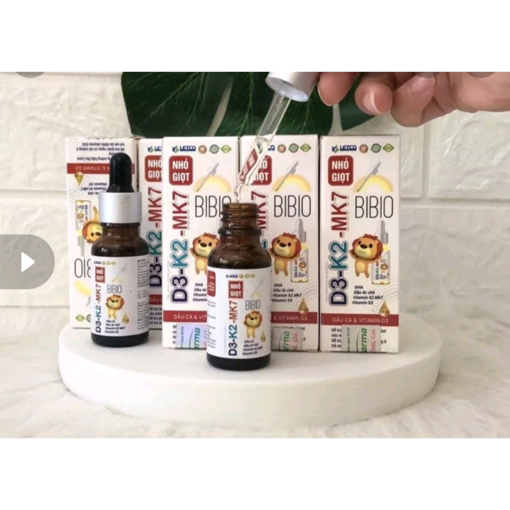 D3-K2-MK7 Bibio Letco bổ sung D3 K2 Mk7 hỗ trợ hấp thu canxi, giúp bé ngủ ngon, phát triển chiều cao