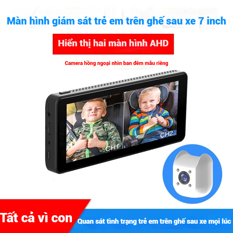 Màn Hình Giám Sát Em Bé Ô Tô 7 Inch Full HD - Quan Sát Rõ Nét Ban Đêm, An Tâm Lái Xe
