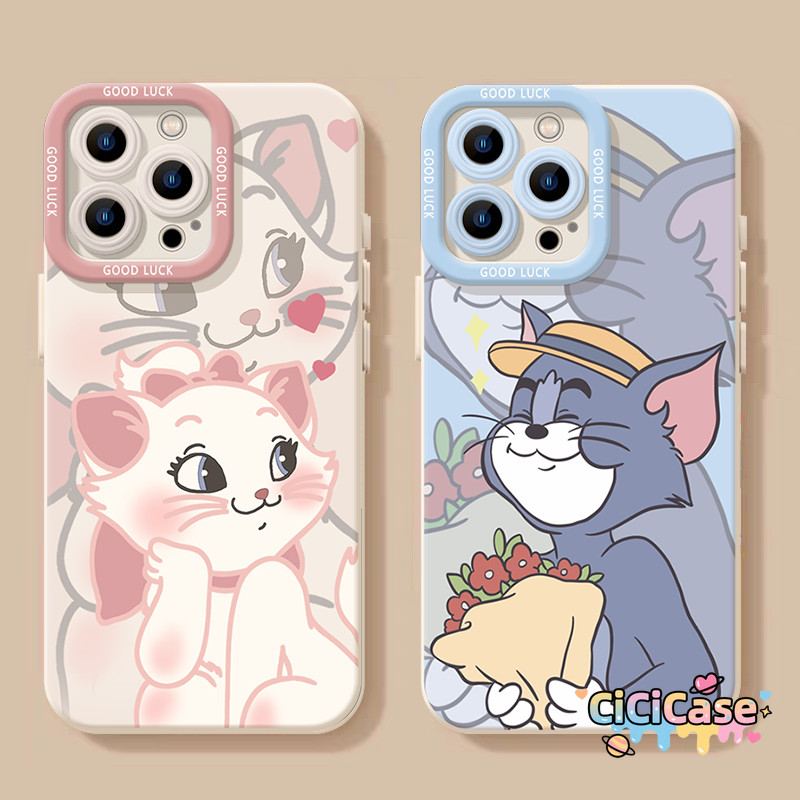 Ốp Lưng Cho Oppo A3X A3 A5i A5 Pro A18 A38 A15 A60 A7 A76 A79 A17 A54 A16 A55 A58 Ảnh Bìa Cặp Đôi Mèo Tom Marie