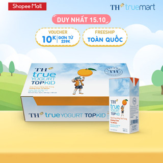 Thùng 48 hộp sữa chua uống tiệt trùng TH true YOGURT TOPKID hương cam tự nhiên 180 ml (180 ml x 48)