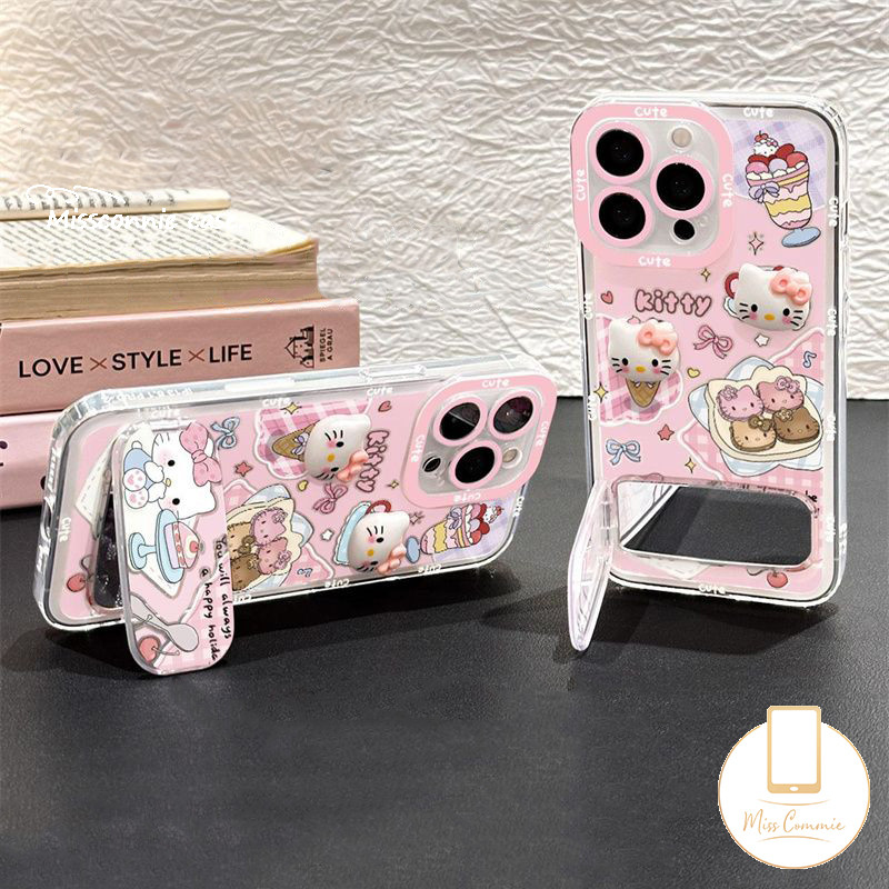 Ốp Lưng Cho Oppo A3X A60 A38 A3Pro A78 A5i A16 A3 A18 A36 A76 A77 A74 A98 A79 A54 A35 Reno 11F 8T 12 12F Hoạt Hình Đáng Yêu Nơ Ngôi Sao Anh Đào Hello Kitty Vòng Tay 3D Gương Búp Bê Đứng