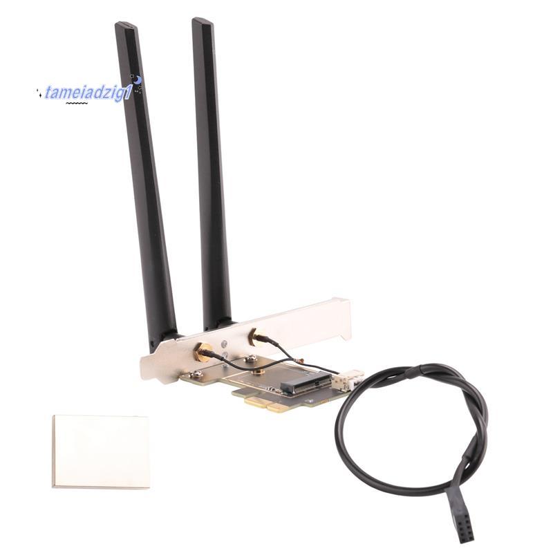 Bộ chuyển đổi thẻ không dây NGFF M2 sang PCI-E Pcie để bàn với 2 ăng-ten AC cho AX200 9260AC 8265NGW