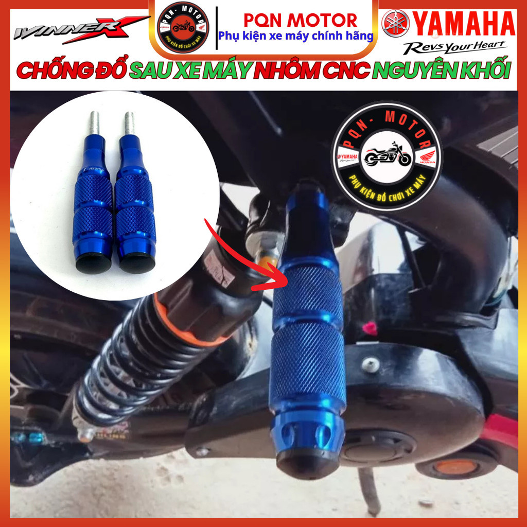 Gù Chống Đổ Sau Xe Máy Nhôm CNC Nguyên Khối – Nhựa ABS - Chế Gác Chân - Chống Đổ Sau Gai Nhám