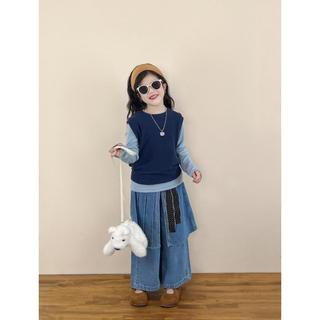 Trang Phục Mùa Thu Cho Bé Gái Áo Xanh Thanh Lịch Quần Váy Denim Phong Cách Mới Lạ Bộ Ba Món 