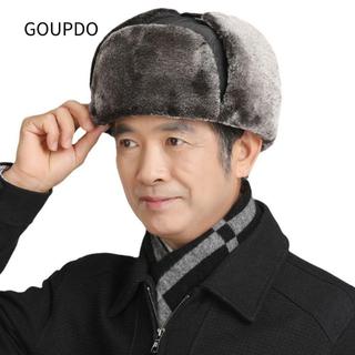 GOUPDO Mũ bịt tai mùa đông dành cho nam, Mũ máy bay ném bom mùa đông dày dặn, Giữ ấm Phụ kiện trượt tuyết Balaclava dày chống gió Thể thao ngoài trời
