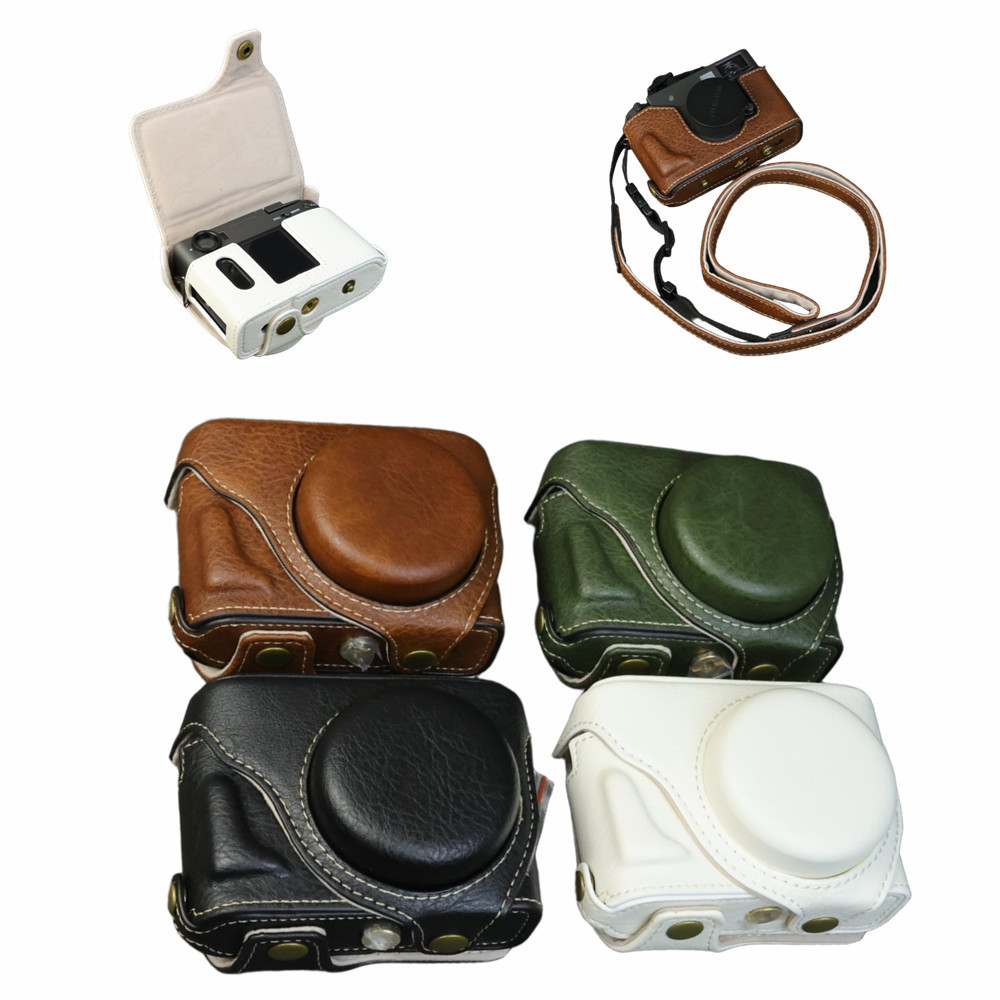 Synthetic Leather Camera Half Base + Body Cover + Shoulder Neck Strap Protector for Fujifilm X-Half 