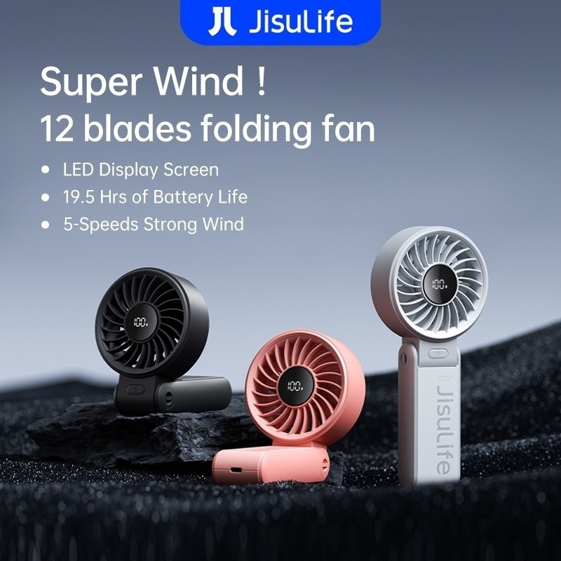 JUZ JISULIFE Portable Folding Mini Fan Life 7 5000mAh 5 Gears Adjustable Small Handheld Fan Strong W