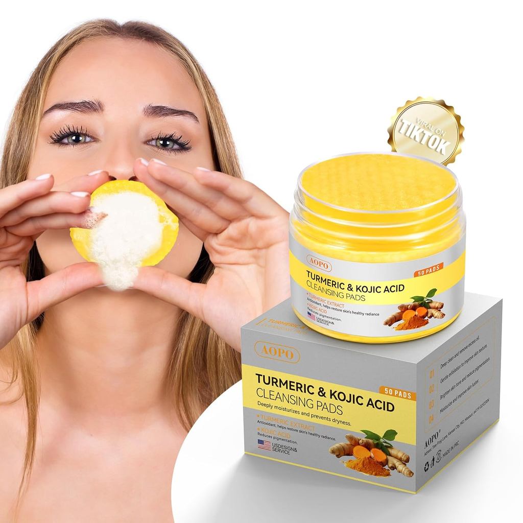 Miếng đệm axit và nghệ Kojic, 50 chiếc, dùng cho mặt và tẩy tế bào chết 2FET