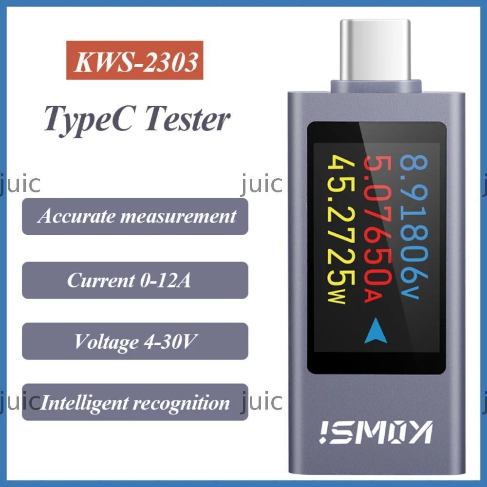 Máy kiểm tra đồng hồ đo công suất JUIC, Màn hình dòng điện và điện áp DC 4-30V 0-12A PD, Màn hình LC
