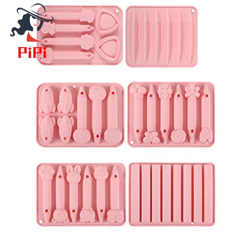 6 Chiếc Crayon Khuôn An Toàn Crayon Khuôn Silicon Khuôn Silicon 3D Khoang Crayon Nóng Chảy Khuôn Các