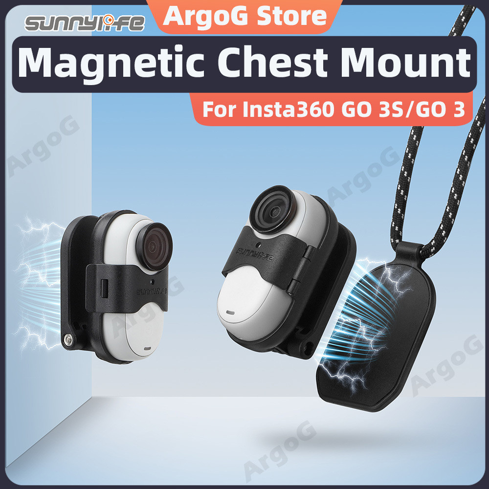 Sunnylife Giá Gắn Ngực Từ Tính cho Insta360 GO 3S/GO 3 + Dây Đeo Cổ - Phụ Kiện Insta360 GO 3S