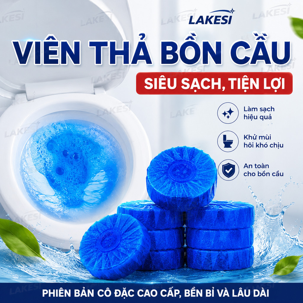 LAKESI Viên Thả Bồn Cầu Tẩy Rửa Toilet Combo 10 Viên