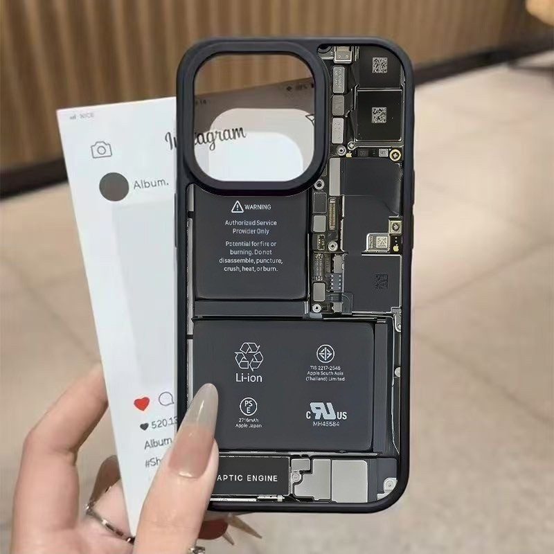 Mặt sau sáng tạo Họa tiết pin giả Thích hợp cho iPhone 14 Pro Max 17 Vỏ điện thoại silicon mềm Vỏ bả