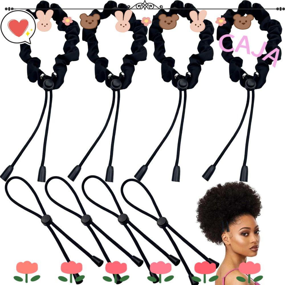Dây buộc tóc CAJA1, Dây buộc tóc có thể điều chỉnh Afro, Dây buộc tóc đuôi ngựa đen cho kiểu tóc dứa