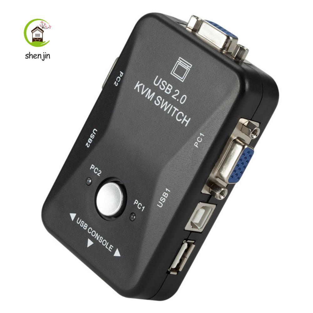 SHENJIN 2 Cổng VGA KVM Switch, Bộ Chuyển Đổi 2 Trong 1 USB 2.0 KVM Switch Splitter, Thao Tác Đơn Giả