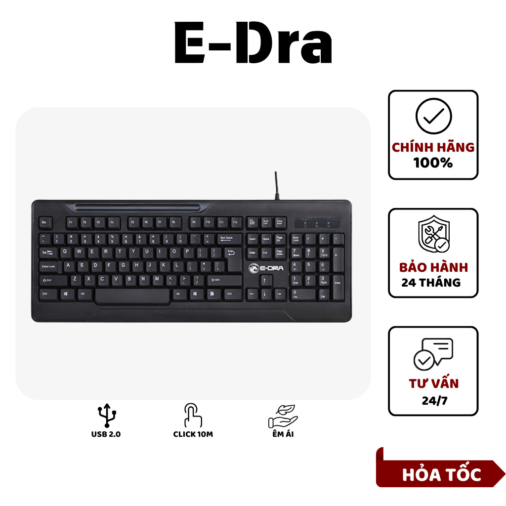 [BH 24 THÁNG] Bàn phím văn phòng E-DRA EK501/ EK508 bàn phím chơi game 104 phím, Switch Life 10M
