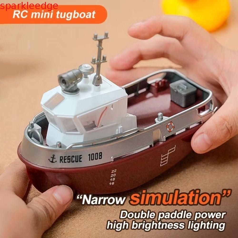 SPARKLEEDGE RC Tugboat, Tàu điều khiển từ xa có đèn LED tỷ lệ 1: 32, Động cơ kép mạnh mẽ Đồ chơi mô 