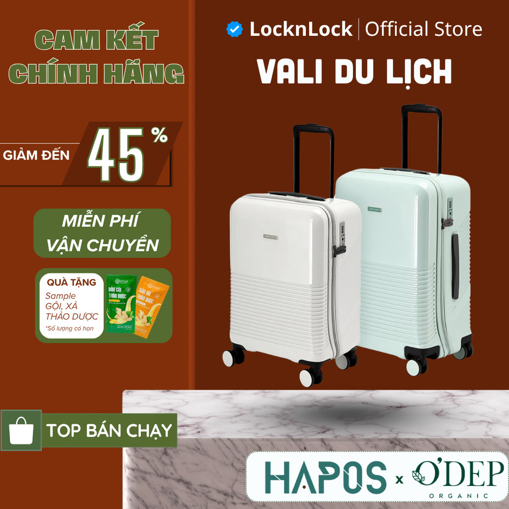 Vali du lịch LocknLock Unbalance Travel Zone khóa TSA, nhựa ABS PC bánh xe đôi xoay 360 độ LTZ901 LT