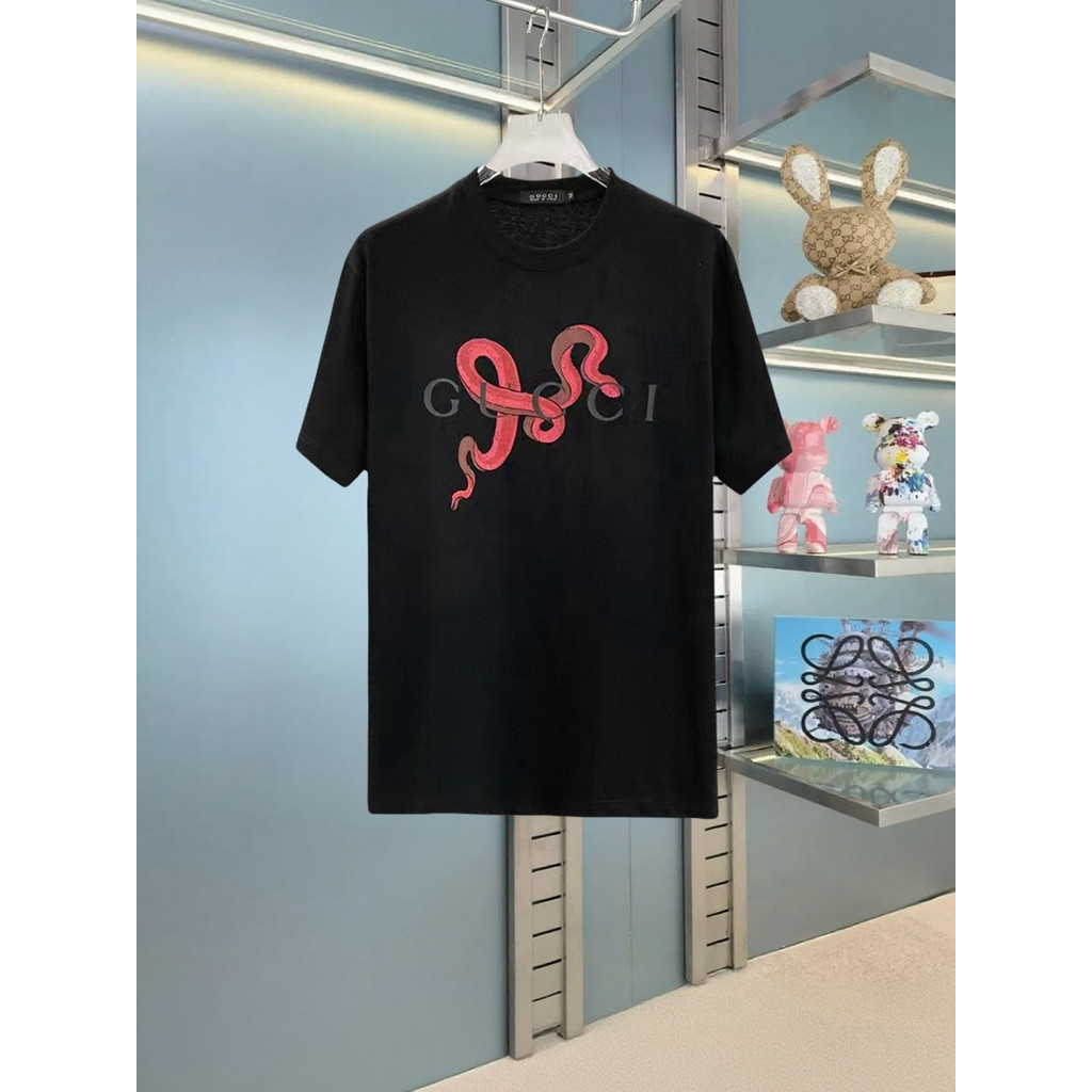 GUCCI / GUCCI 2026 Áo thun ngắn tay cổ tròn phong cách cặp đôi Phong cách nam doanh nhân dày không t
