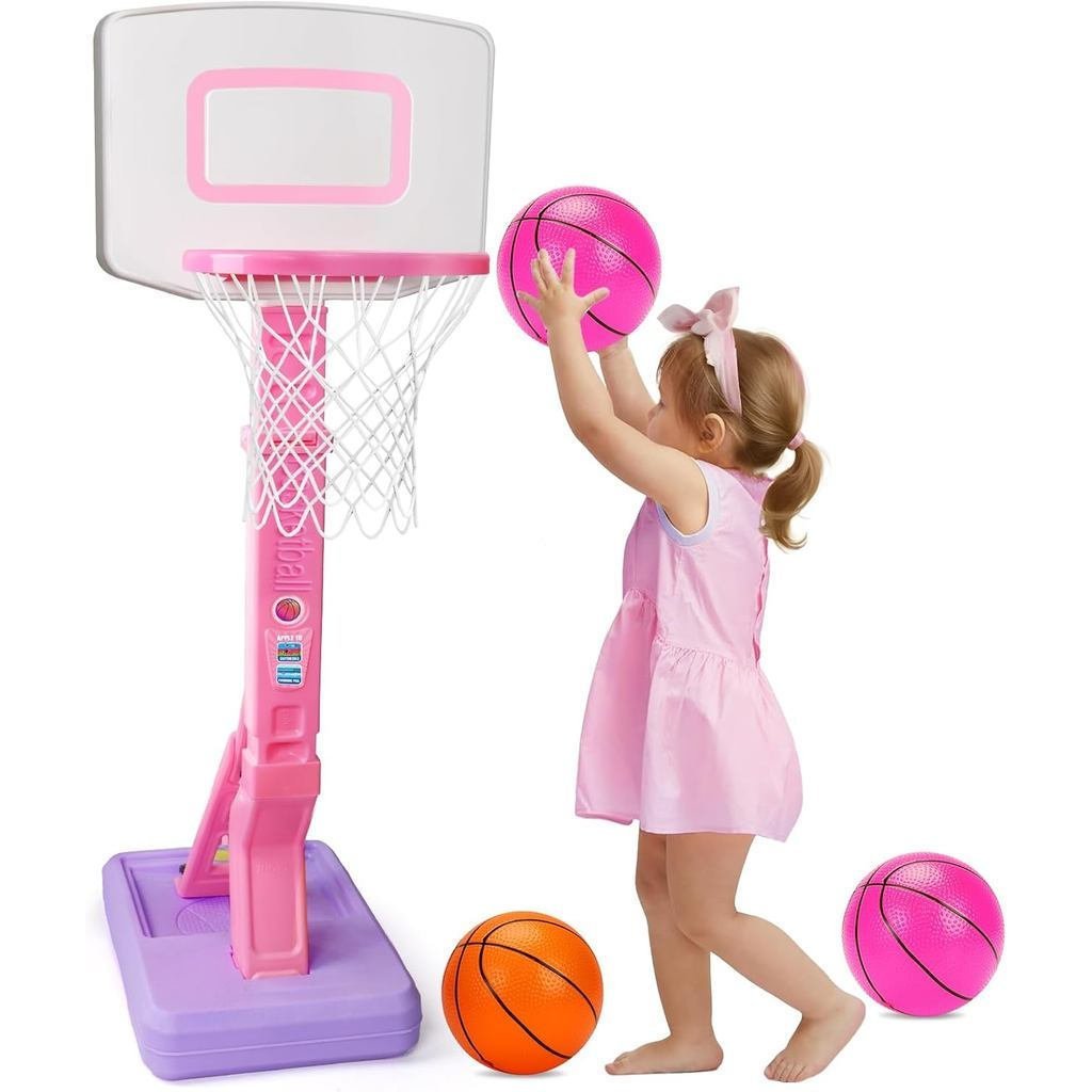 Suitable1-3Pink basketball hoop for 3-year-old children，Adjustable children's basketball stand，Equip