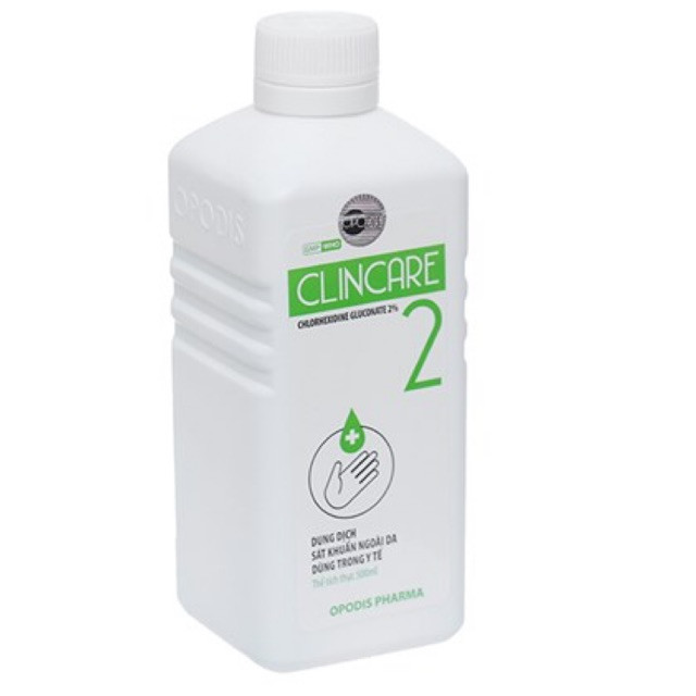 Nước Rửa Tay Sát Khuẩn ClinCare 2 500ml – Chlorhexidine 2%, Tiêu Chuẩn GMP-WHO, Dùng Trong Y Tế