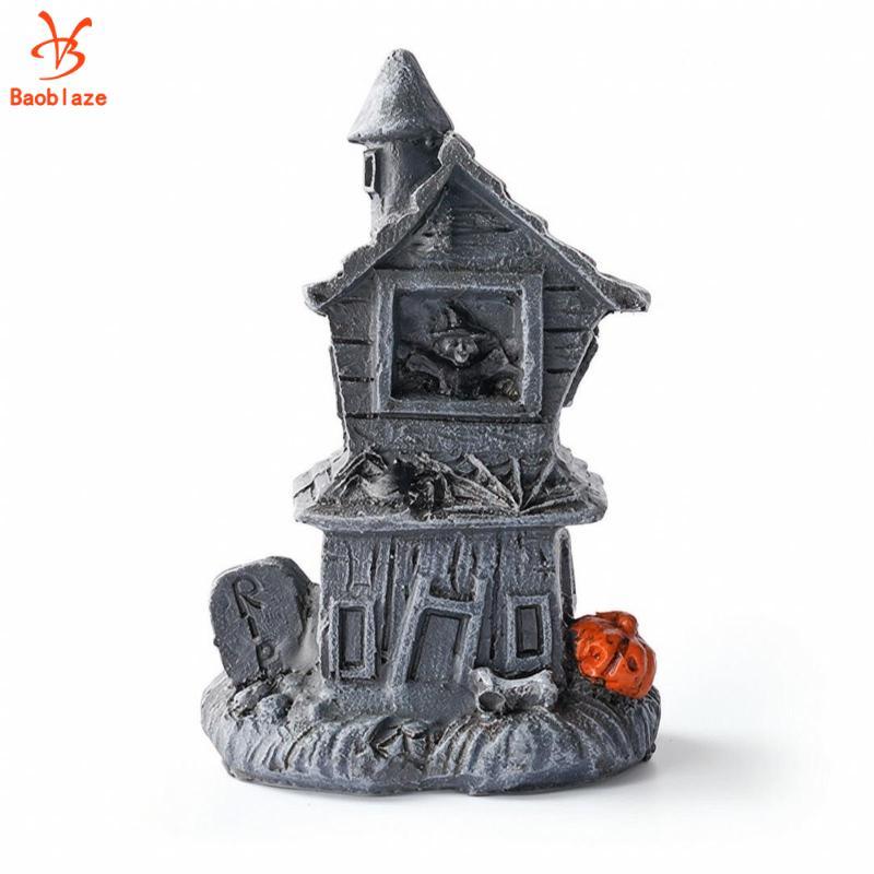 Trang viên Eerie với bí ngô Thời tiết Eerie Trang viên Bức tượng ma quái Halloween cho Mantel, Kệ sá