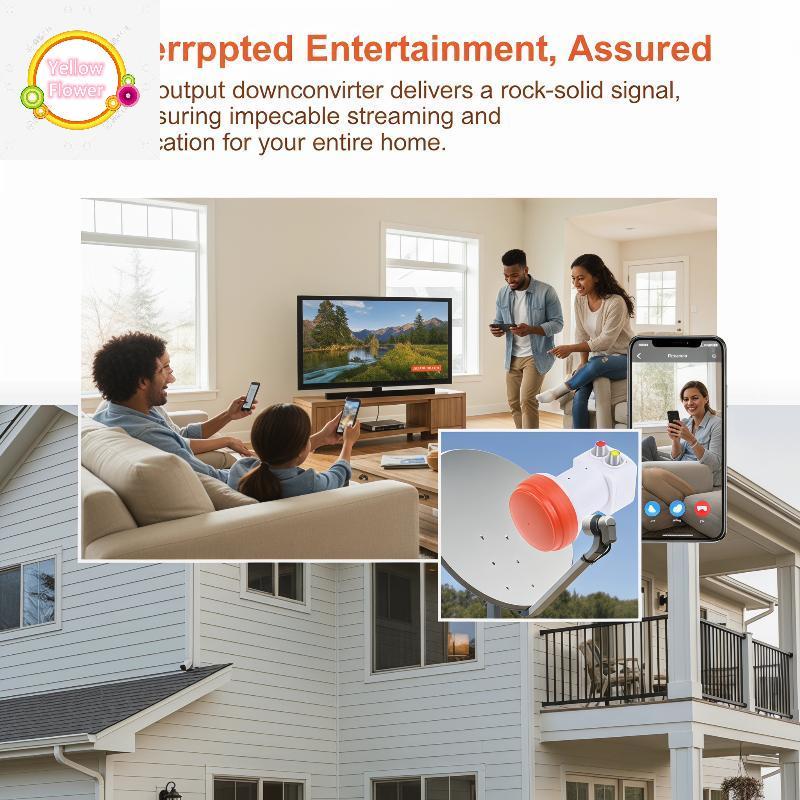 YellowFlower Digital KU Band Universal LNB Twin Bộ chuyển đổi tuyến tính kép 2 đầu ra Tín hiệu ổn đị