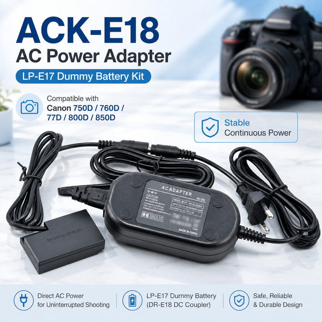 ACK-E18 Bộ chuyển đổi máy ảnh Canon LP-E17 Pin giả DR-E18 DC Khớp nối LP-E17 Bộ sạc máy ảnh cho máy 