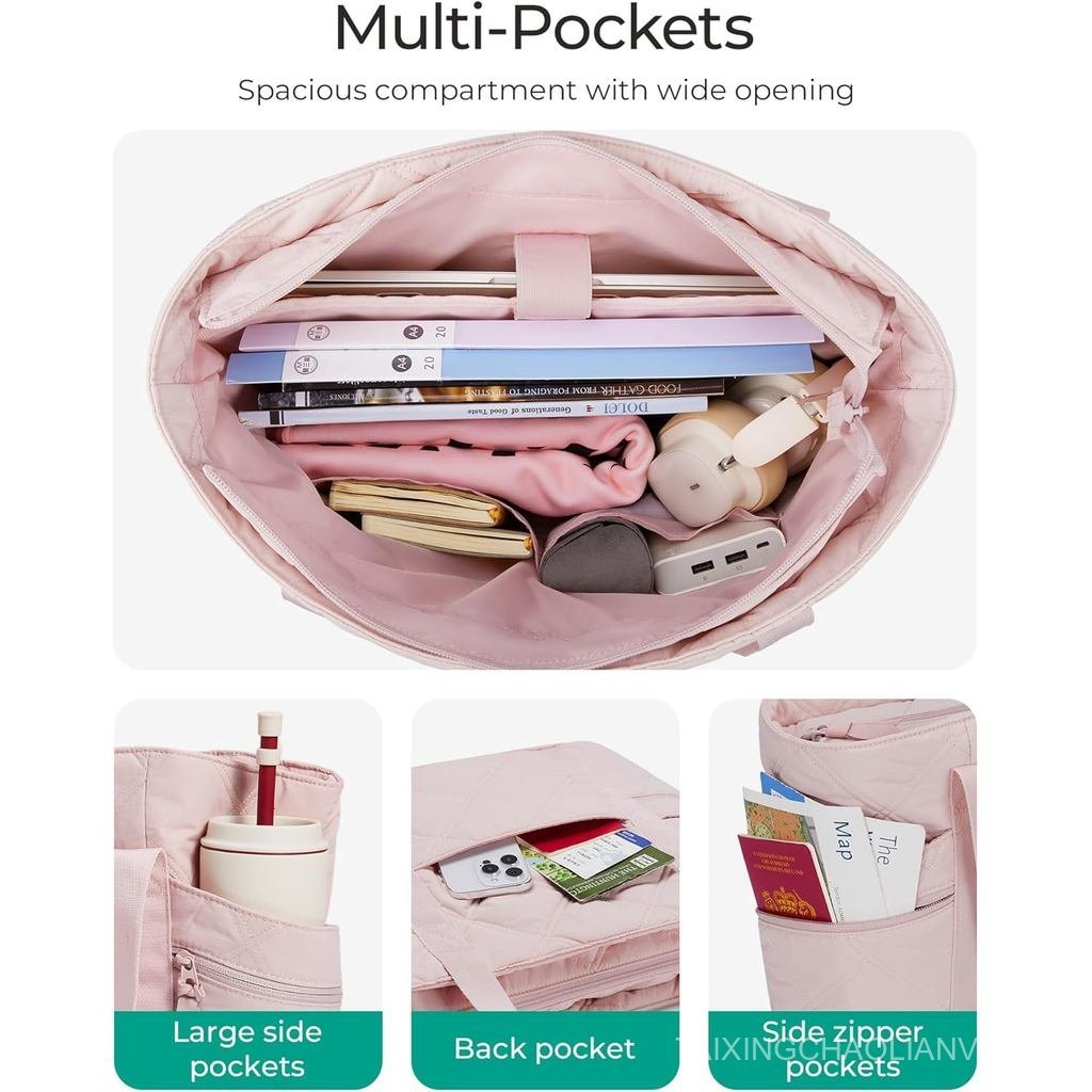 Túi tote nghiền BAGSMART dành cho nữ, Túi tote làm việc phồng 20L có dây kéo, Túi đựng bệnh viện y t