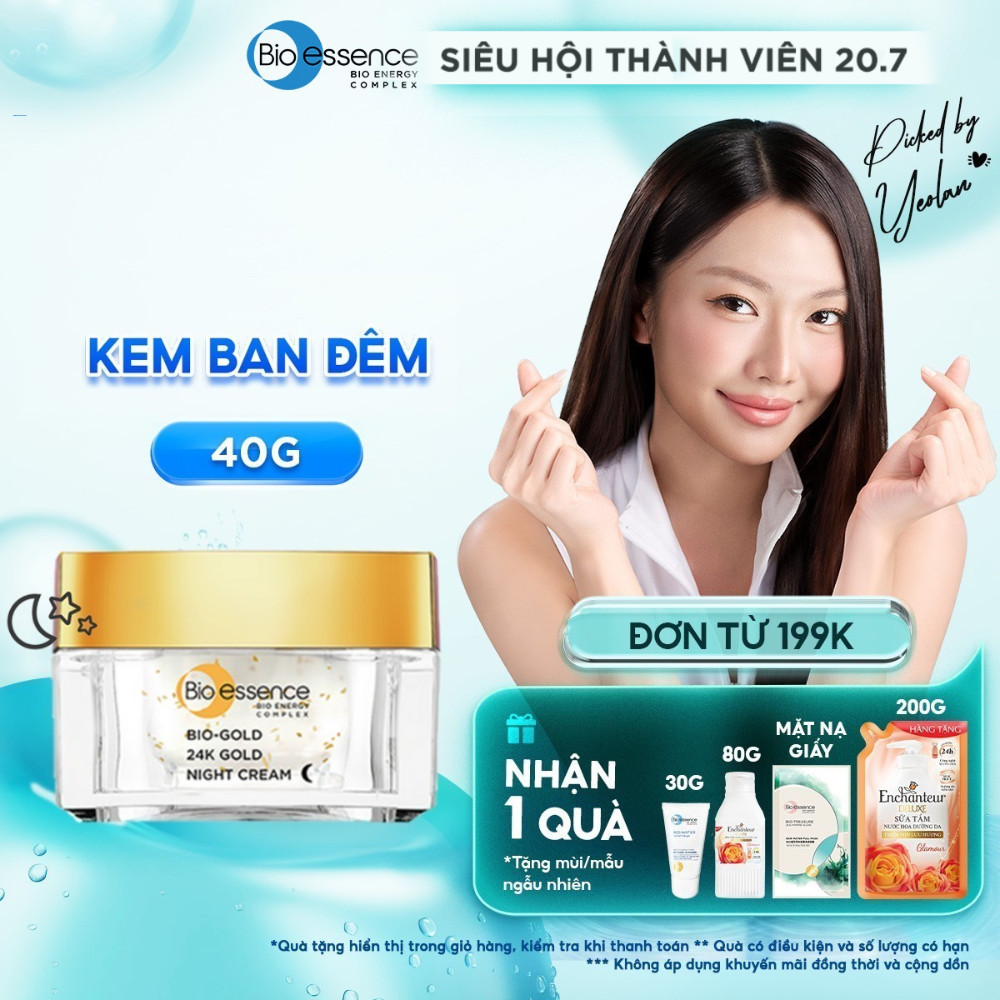 Kem dưỡng ngăn ngừa lão hoá ban đêm với tinh chất vàng 24K, cho làn da săn chắc sáng khoẻ Bio essenc
