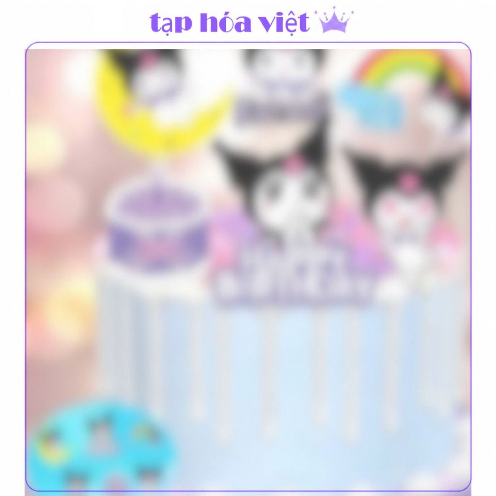 (5 SET) Cắm Giấy KUROMI trang trí bánh kem, SET giấy Kuromi hot trend chủ đề mới