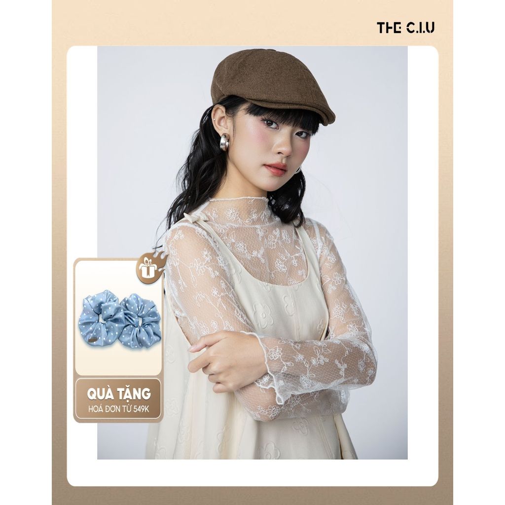Áo kiểu ren hoa tay dài xuyên thấu THE C.I.U, áo phối trong nữ chất ren mềm - Zuma Top
