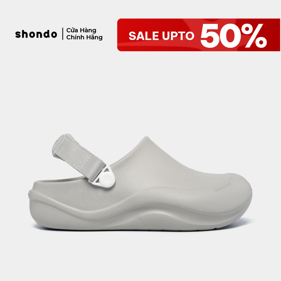 Dép Sục Unisex Shondo Clog Suke Nhựa Đúc Đế Cao 4cm Hack Dáng Màu Xám SUK2222